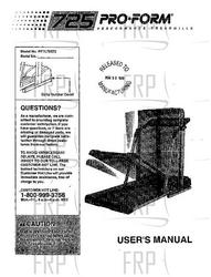 Owners Manual, PFTL72572 H00395-C - Product Image