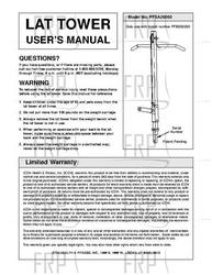 Owners Manual, PFSA20000,LAT TOWER 160466A - Product Image