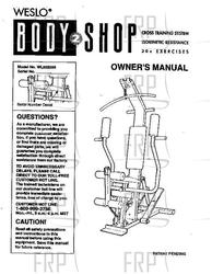 Owners Manual, WL802030 - Product Image