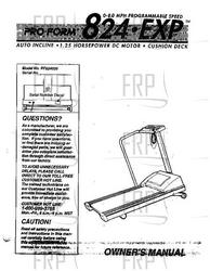 Owners Manual, PF824020 - Product Image Owners Manual, PF824020 - Product Image