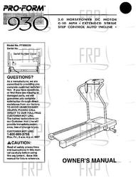 Owners Manual, PF930030 - Product Image
