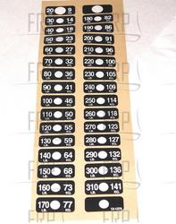WEIGHT STACK DECAL 9.1 - 113.7 kg - Product Image