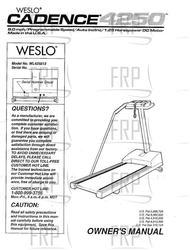Owners Manual, WL425013 - Product Image