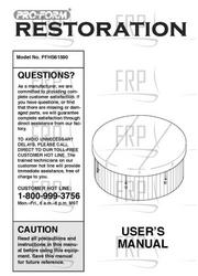 Owners Manual, PFHS61590 - Product Image Owners Manual, PFHS61590 - Product Image