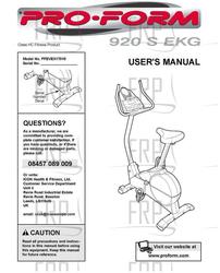 Owners Manual, PFEVEX17010,UK - Product Image