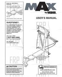 Manual, Owners, WESY59420 - Product Image
