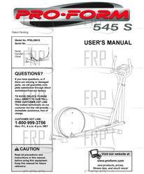 Owners Manual, PFEL28010 - Product Image