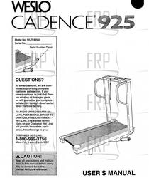 Owners Manual, WLTL92550 - Product Image Owners Manual, WLTL92550 - Product Image