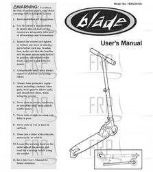 Owners Manual, TBSC05700 - Product Image