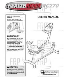 Owners Manual, HRCCEX04210 - Product Image