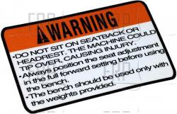 Decal, Site Warning, Seat - Product Image
