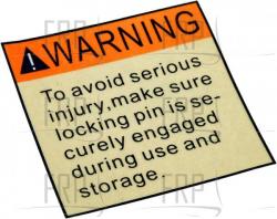 Decal, Warning, Lock Pin - Product Image