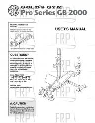 Manual, Owner's, GGBE25570 - Image