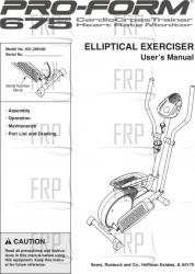 Owners Manual, 285420 - Product Image Owners Manual, 285420 - Product Image