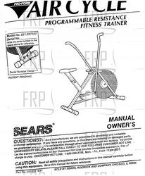 Owners Manual, 287450,LIFESTYLER 3600A - Product Image Owners Manual, 287450,LIFESTYLER 3600A - Product Image