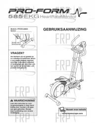 Owners Manual, PFEVEL48830,DUTCH - Image