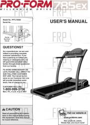 Owners Manual, PFTL78580 - Product Image