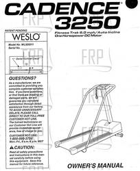 Owners Manual, WL325011 - Product Image