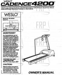 Owners Manual, WL420020 - Product image