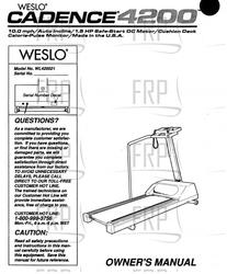 Owners Manual, WL420021 - Product Image