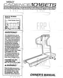Owners Manual, WL460020 - Product Image