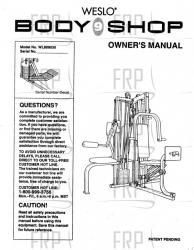 Owners Manual, WL809030 - Product Image Owners Manual, WL809030 - Product Image