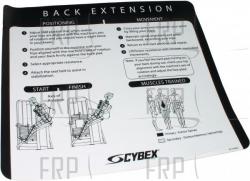 Placard Decal - Back Extension - Product Image