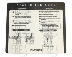 Placard Decal - Vr2 Leg Curl - Product image