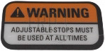 Adjustable Stops Warning label -2 - Product Image Adjustable Stops Warning label -2 - Product Image