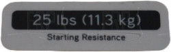 Decal, 25LBS, Starting Resistance PL0 - Product Image Decal, 25LBS, Starting Resistance PL0 - Product Image