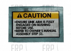 Decal, Caution, Linkarm - Product Image