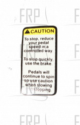 Decal, Caution, Pedal Braking - Product Image