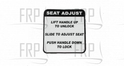 Decal, Seat Adj. Function - Product Image