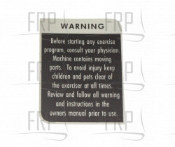 DECAL, WARNING - Product Image