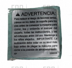 Decal, Warning, Spanish - Product Image