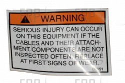 Label, Cable Wear Warning - Product Image