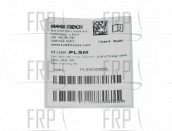 LABEL - SERIAL NUMBER - Product Image
