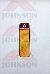 Decal , Warning, FC16B-US, FC16B-V09, - Product Image