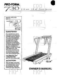 Owners Manual, PFTL17041 - Product Image