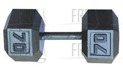 70lb Grey hexagon Solid Dumbbells - Product Image