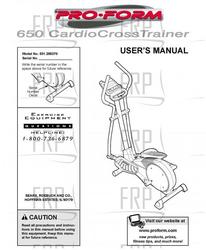 Owners Manual, 285370 - Product Image