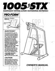 Manual, Owner's, PF100510 - Image