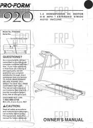 Owners Manual, PF920032 - Product Image