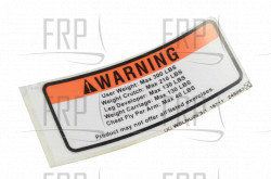 Decal, Max Weight - Product Image