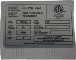 Model Label, ETL, EP586, - Product Image