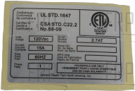 Spec Label, ETL, TM685D, 1US, - Product Image