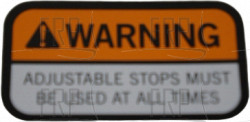 Warning Label;;;;;;;Adjustable Stops 2; - Product Image